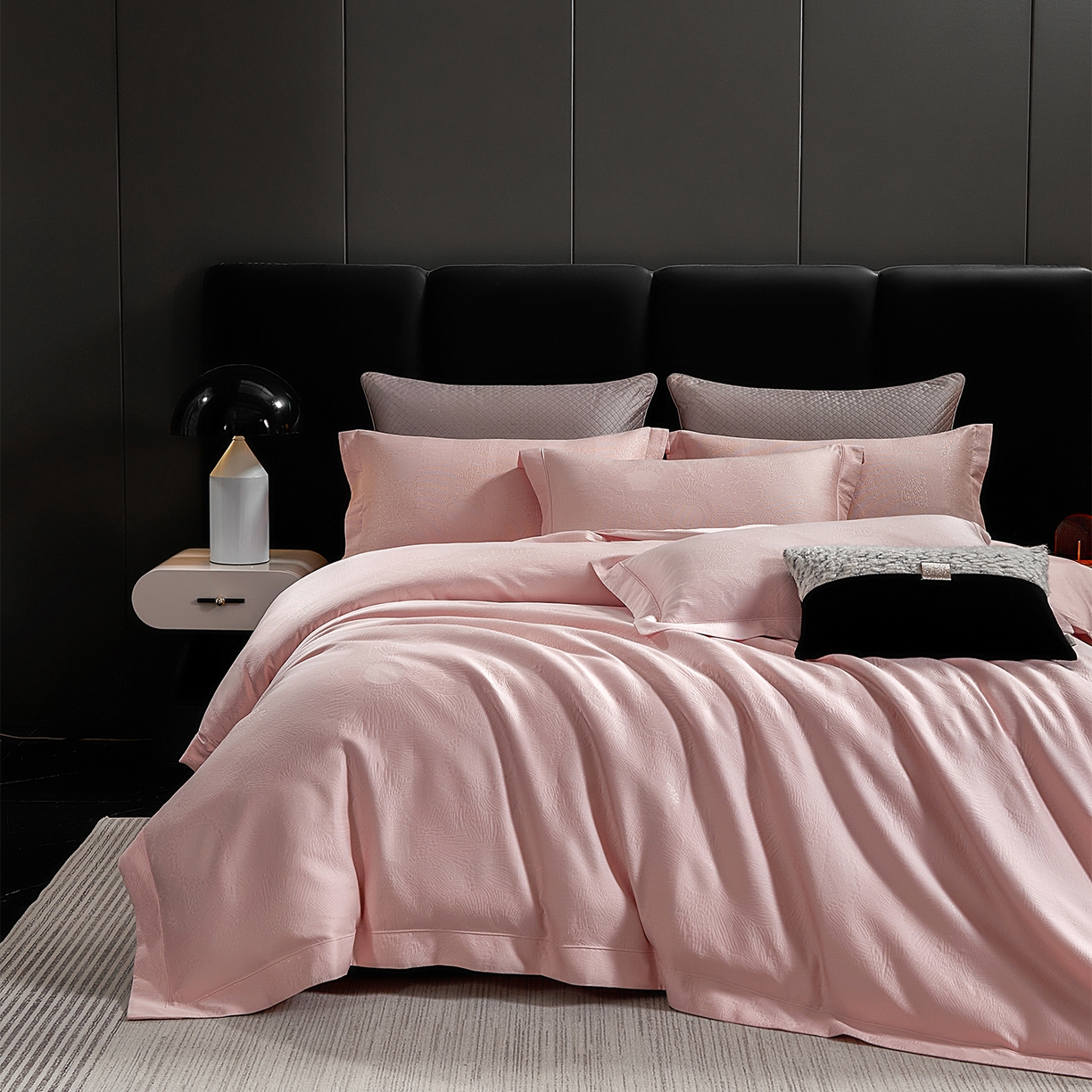 91家纺网 家纺一手货源 找家纺 元元家居（元元被业） 2025新款百支全棉高精密厚织系列四件套-恬蕴系列 恬蕴-樱花粉