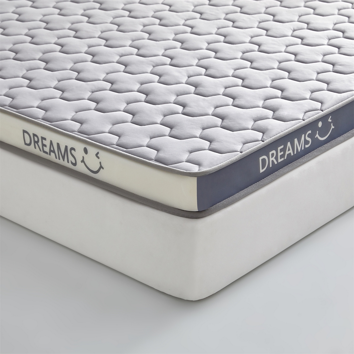 91家纺网 家纺一手货源 找家纺 布卢姆床垫 2025新款A类针织乳胶立体记忆海绵床垫成人款-微笑 微笑-灰