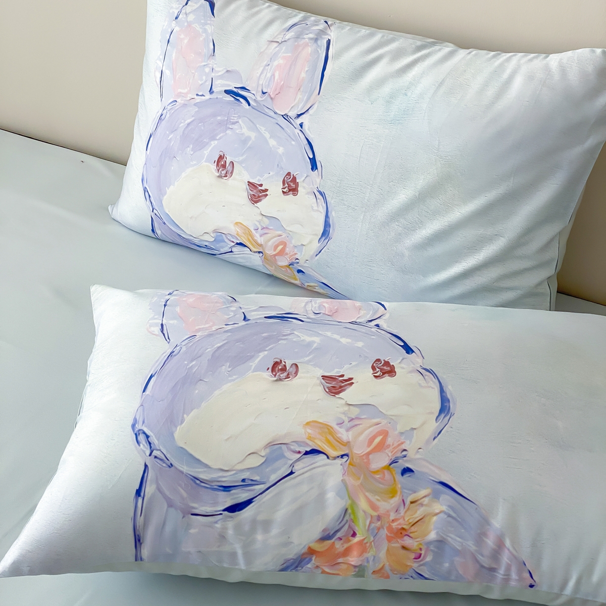 91家纺网 家纺一手货源 找家纺 云栖家居 2025新款50支数码印花单枕套48-74cm一只一对装 蓝色梦奇