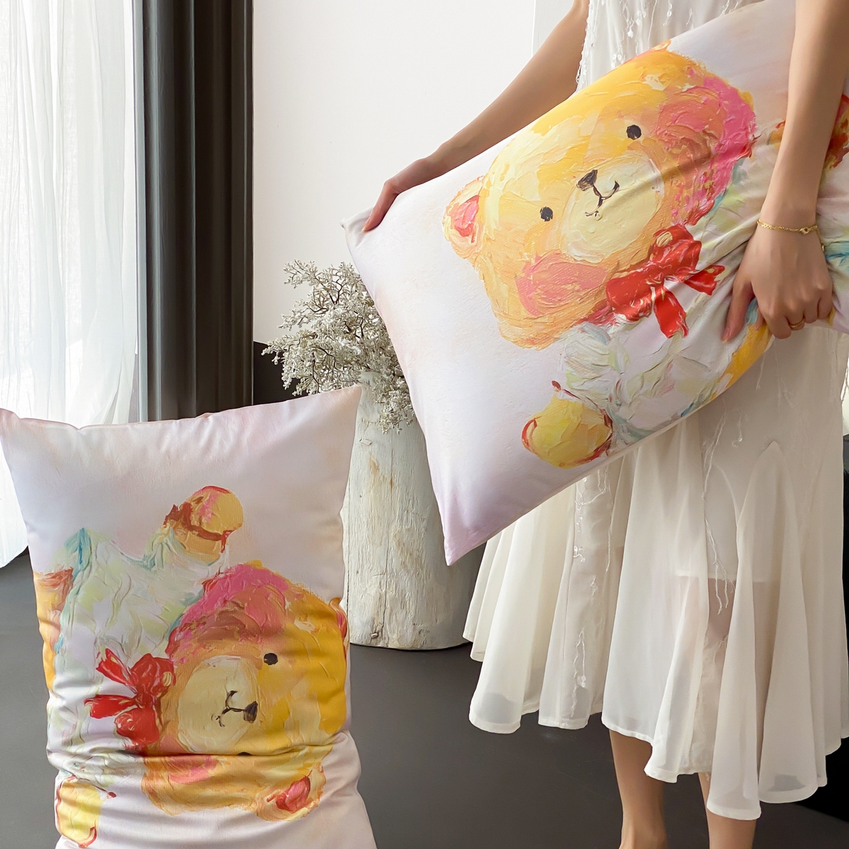 91家纺网 家纺一手货源 找家纺 云栖家居 2025新款50支数码印花单枕套48-74cm一只一对装 黄油小熊