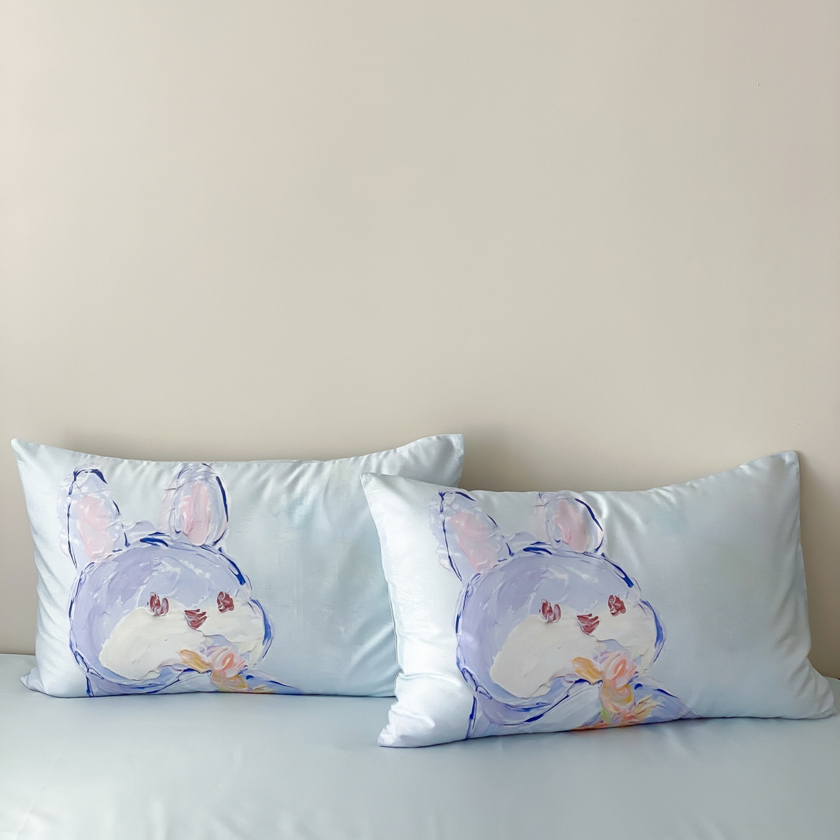 91家纺网 家纺一手货源 找家纺 云栖家居 2025新款50支数码印花单枕套48-74cm一只一对装 蓝色梦奇