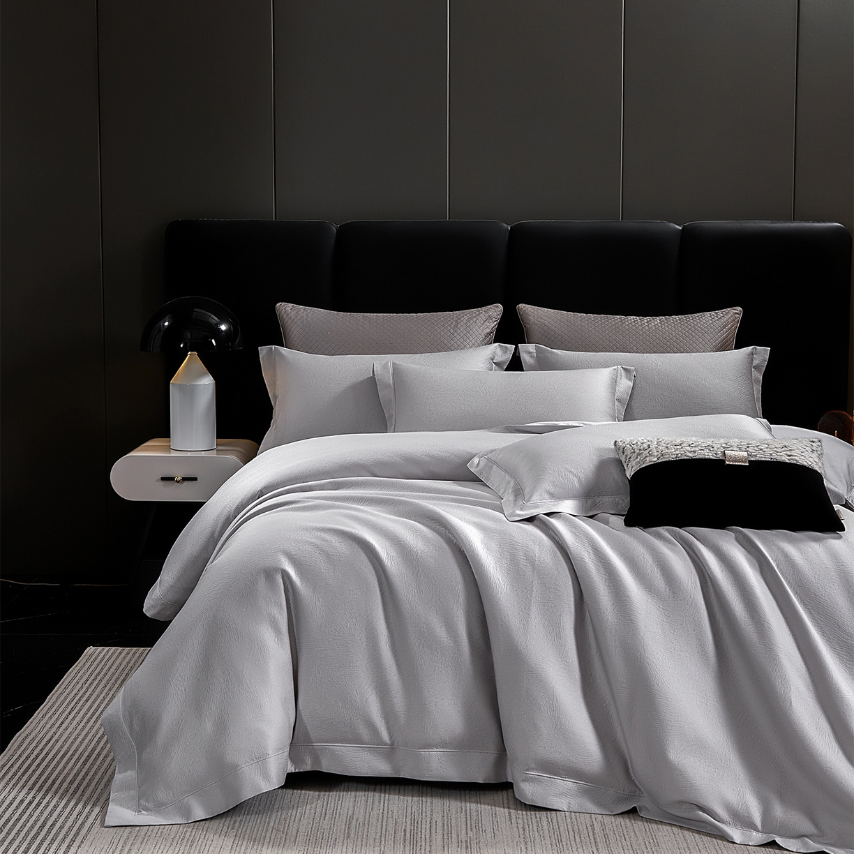 91家纺网 家纺一手货源 找家纺 元元家居（元元被业） 2025新款百支全棉高精密厚织系列四件套-恬蕴系列 恬蕴-远山灰