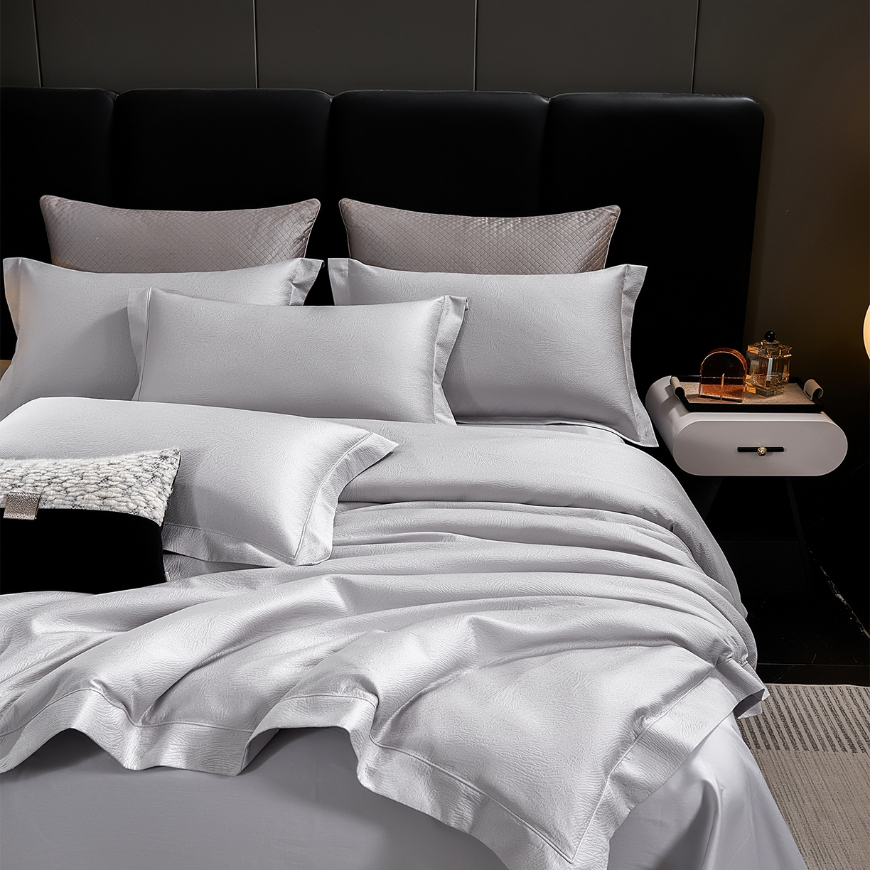 91家纺网 家纺一手货源 找家纺 元元家居（元元被业） 2025新款百支全棉高精密厚织系列四件套-恬蕴系列 恬蕴-远山灰