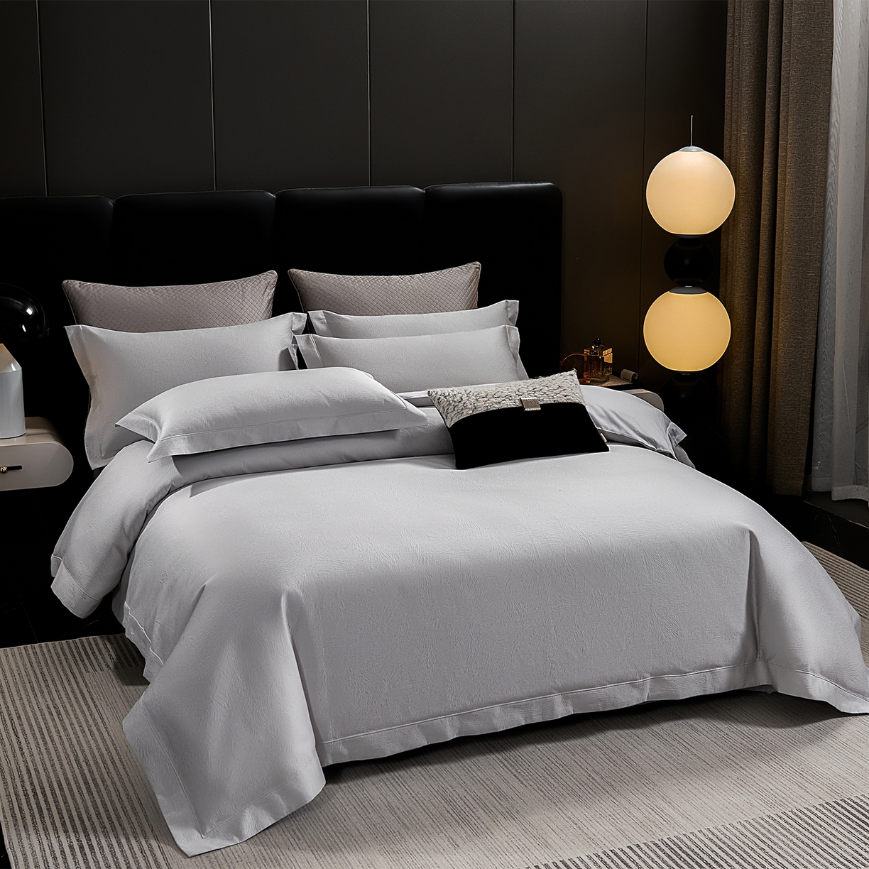 91家纺网 家纺一手货源 找家纺 元元家居（元元被业） 2025新款百支全棉高精密厚织系列四件套-恬蕴系列 恬蕴-远山灰