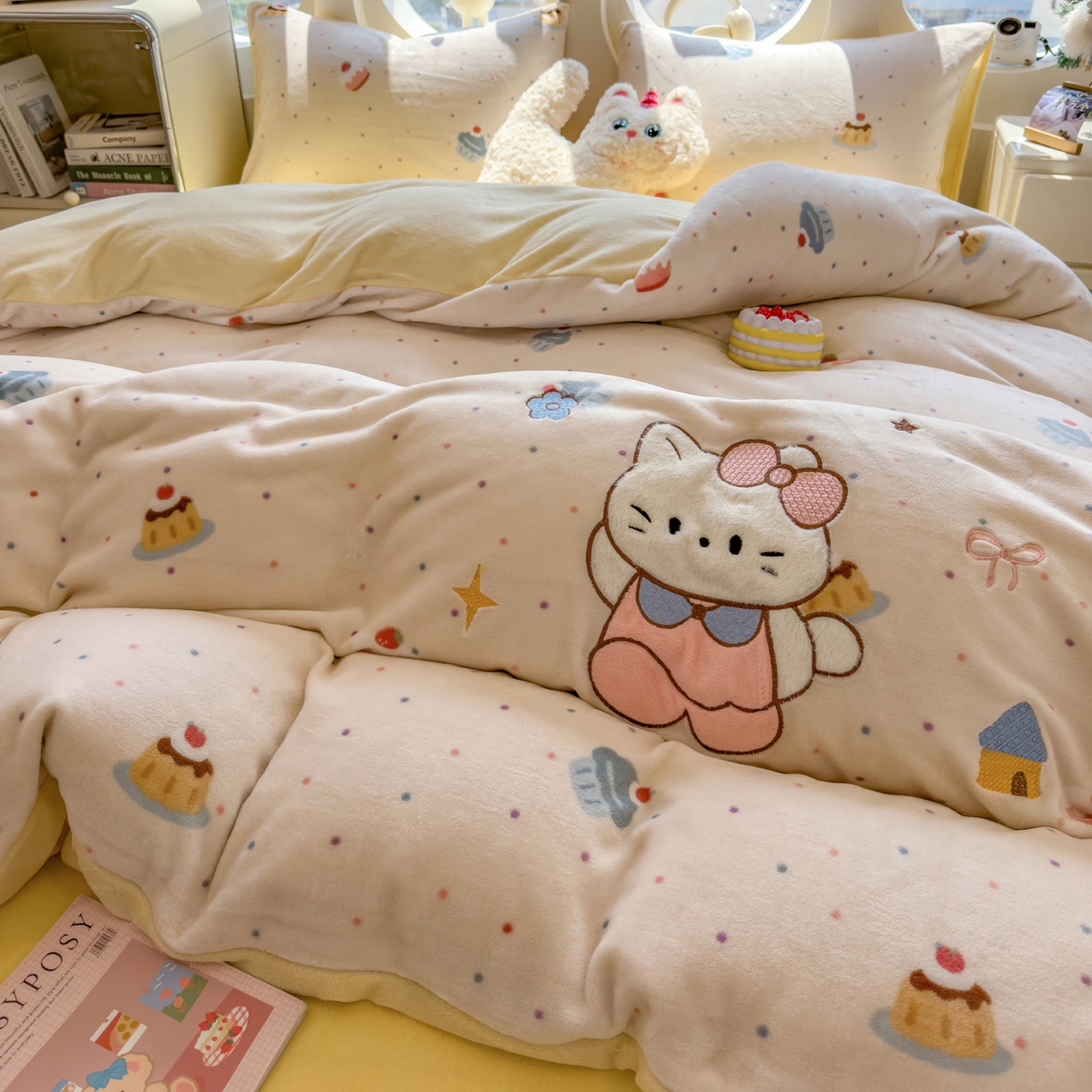 91家纺网 家纺一手货源 找家纺 （总）摩妮卡 2025新款卡通牛奶绒刺绣四件套系列