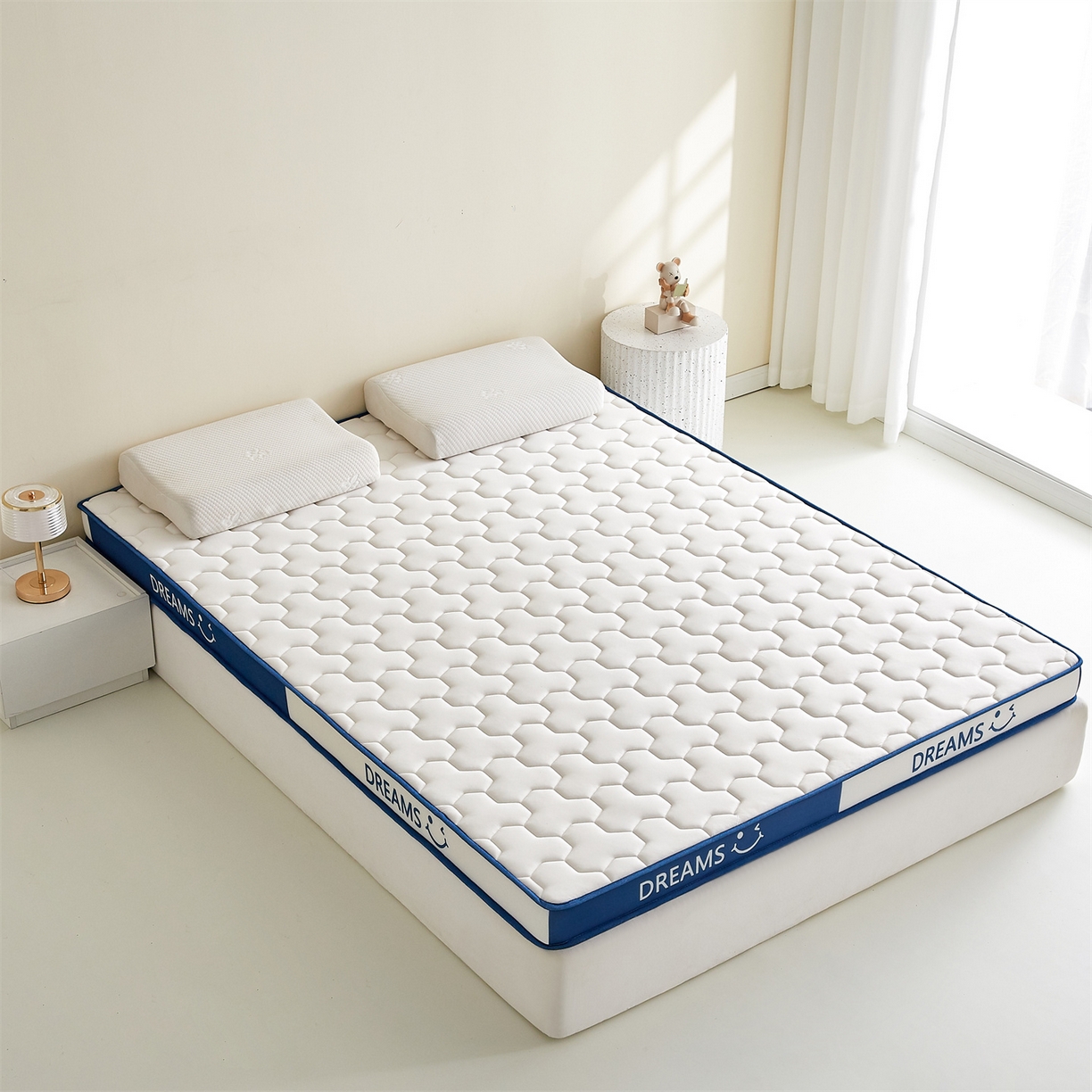 91家纺网 家纺一手货源 找家纺 （总）布卢姆床垫 2025新款A类针织乳胶立体记忆海绵床垫成人款-微笑