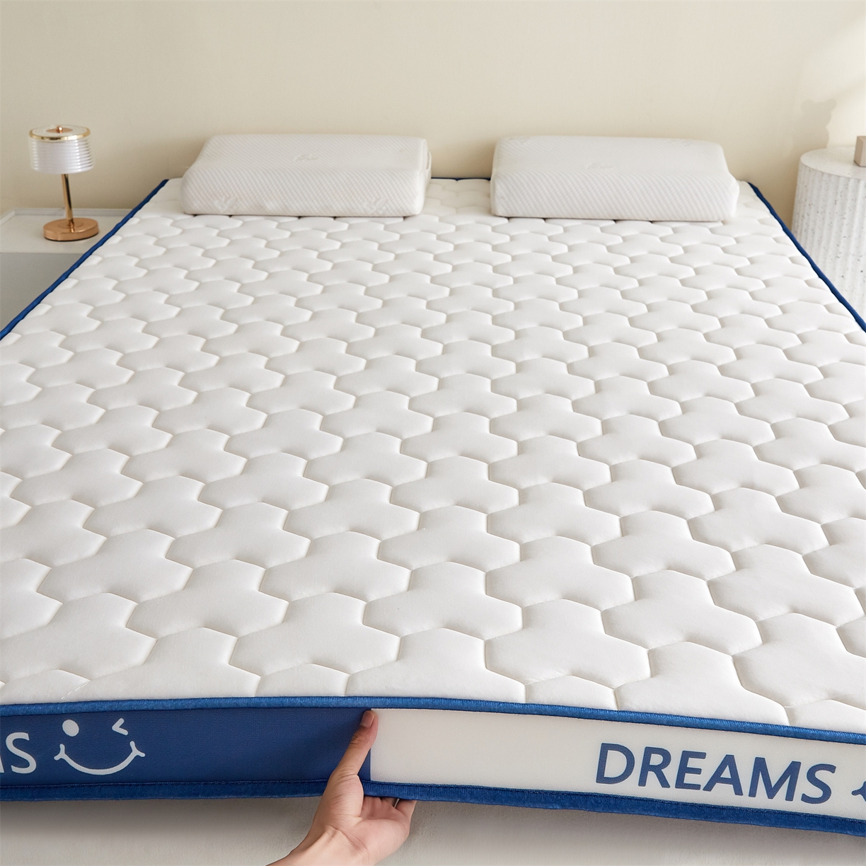 91家纺网 家纺一手货源 找家纺 （总）布卢姆床垫 2025新款A类针织乳胶立体记忆海绵床垫成人款-微笑