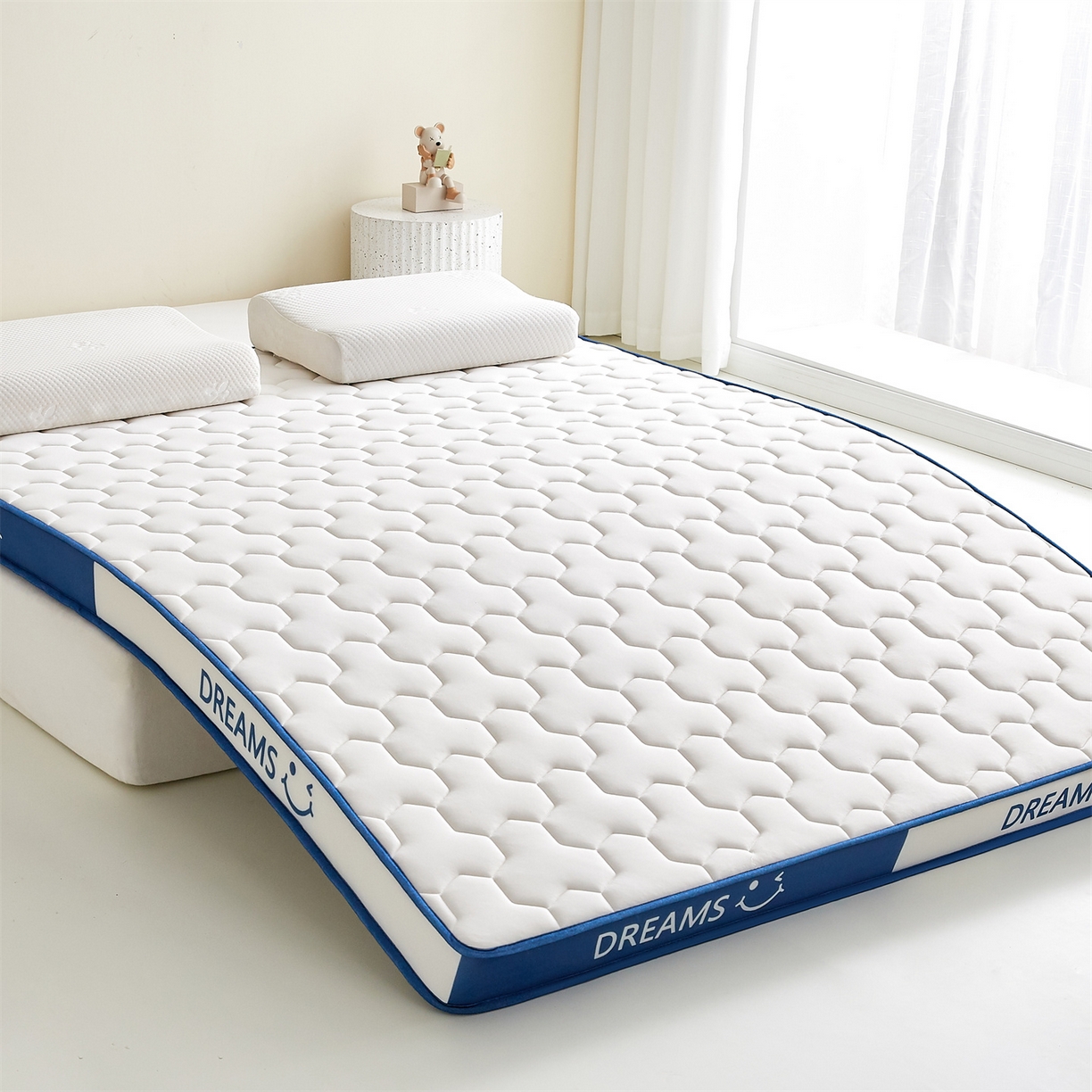 91家纺网 家纺一手货源 找家纺 （总）布卢姆床垫 2025新款A类针织乳胶立体记忆海绵床垫成人款-微笑