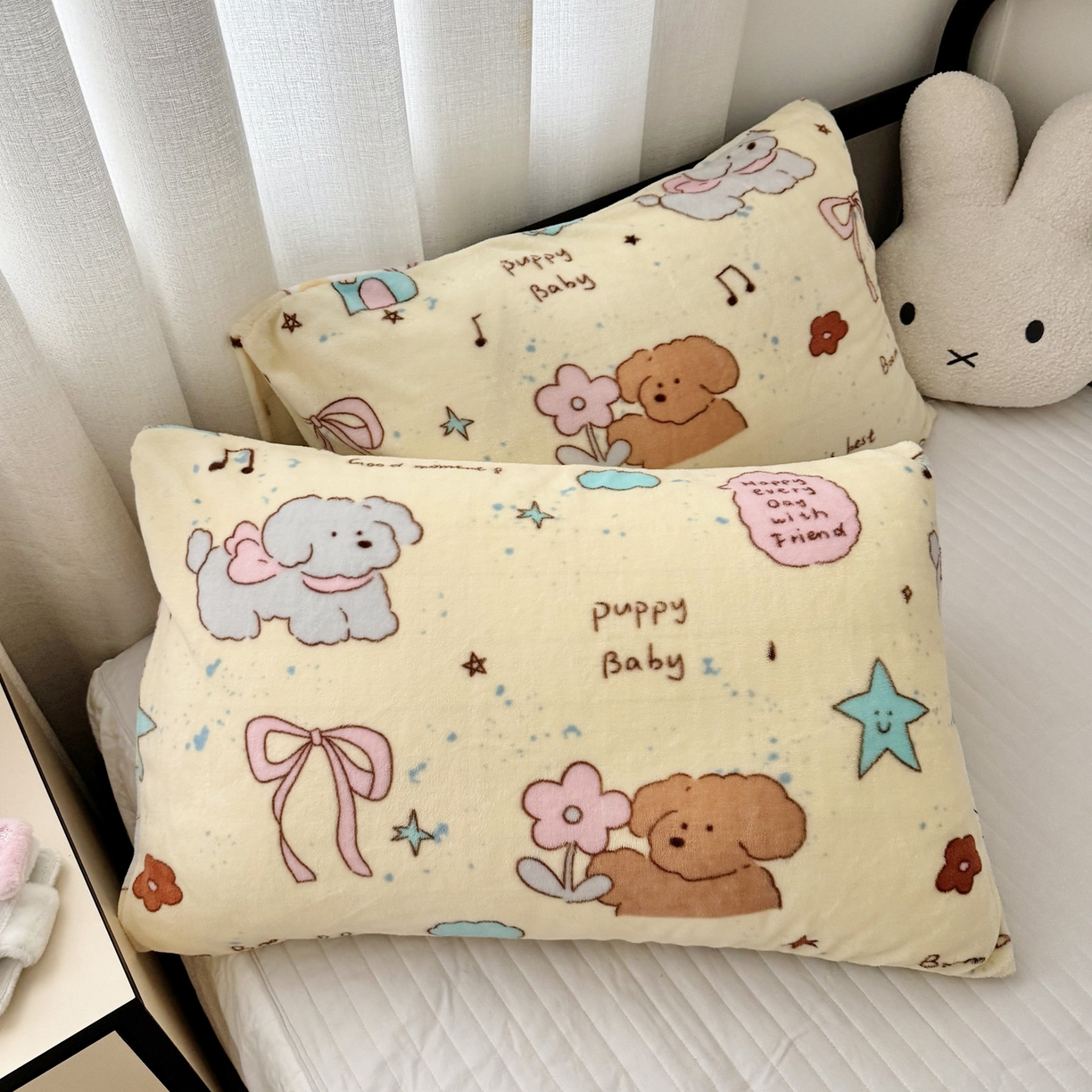 91家纺网 家纺一手货源 找家纺 寐居家纺 2025新款牛奶绒卡通毛毯系列 可爱狗