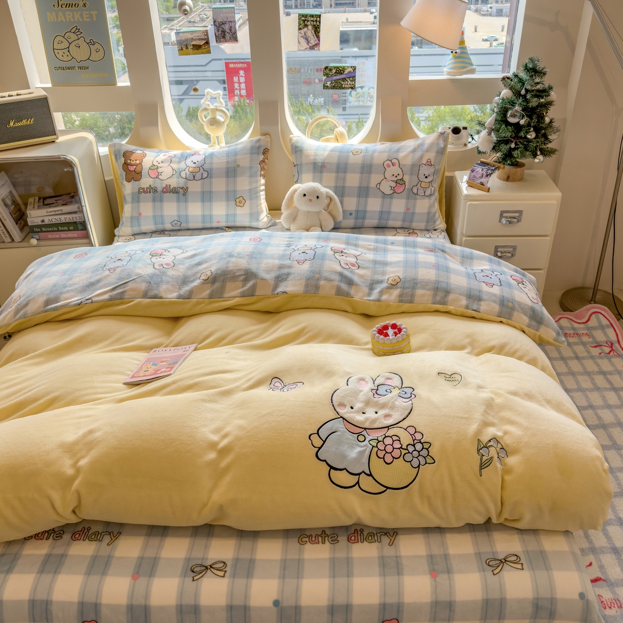 91家纺网 家纺一手货源 找家纺 摩妮卡 2025新款卡通牛奶绒刺绣四件套系列 朋友之交