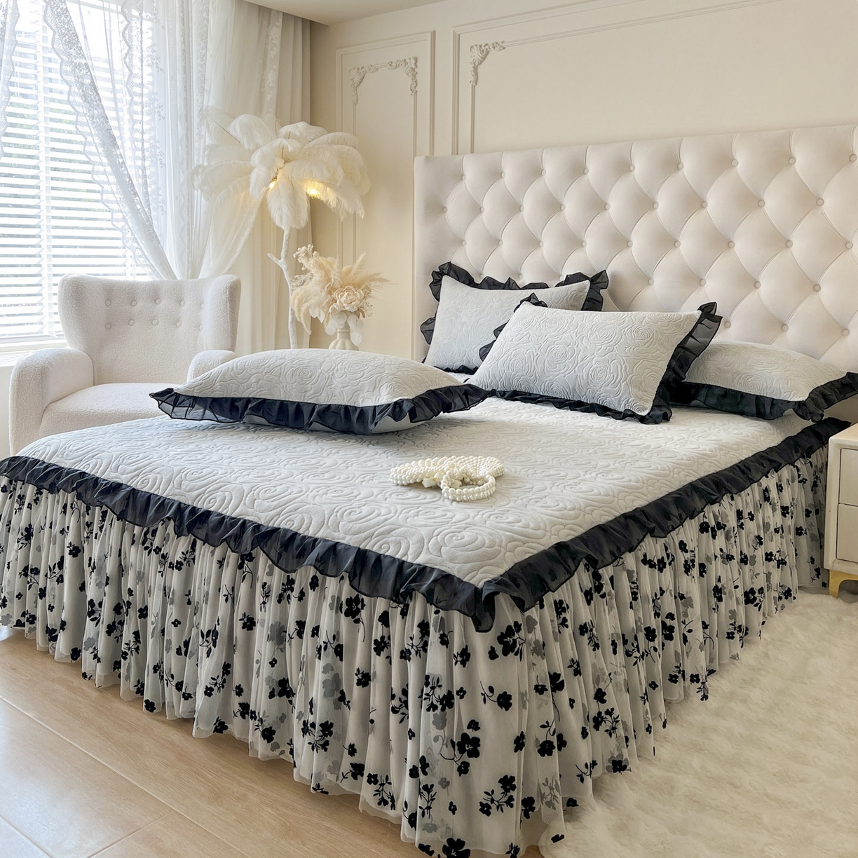 91家纺网 家纺一手货源 找家纺 恋尚 2025新款牛奶绒可妮露系列床裙四件套（控价285起） 可妮露-椰蓉灰