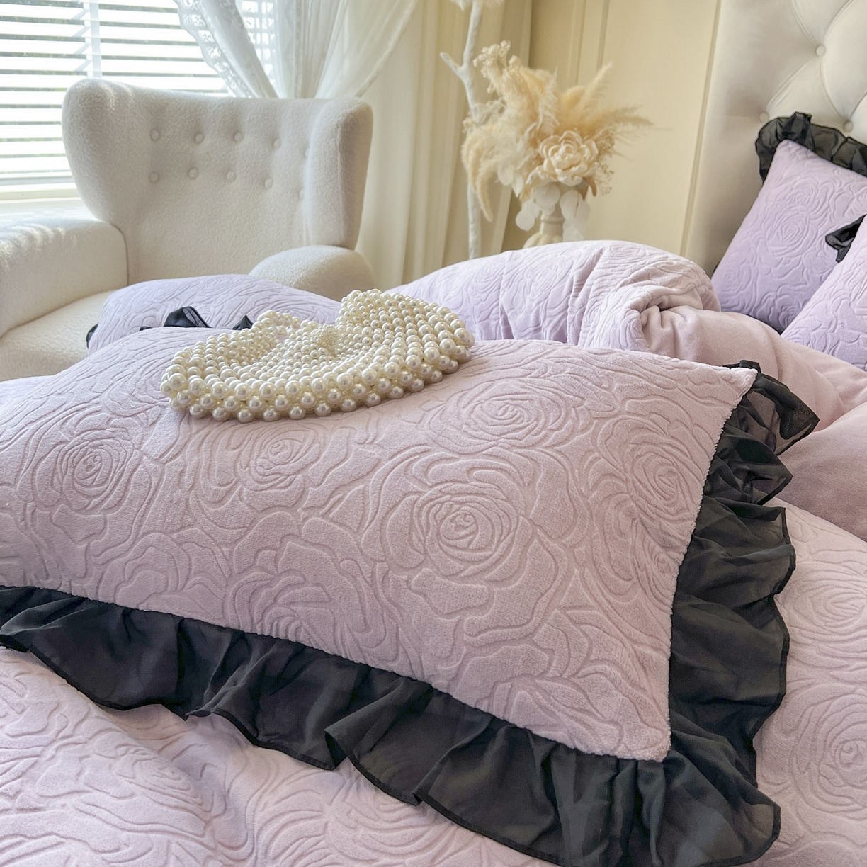 91家纺网 家纺一手货源 找家纺 恋尚 2025新款牛奶绒可妮露系列床裙四件套（控价285起） 可妮露-香芋紫