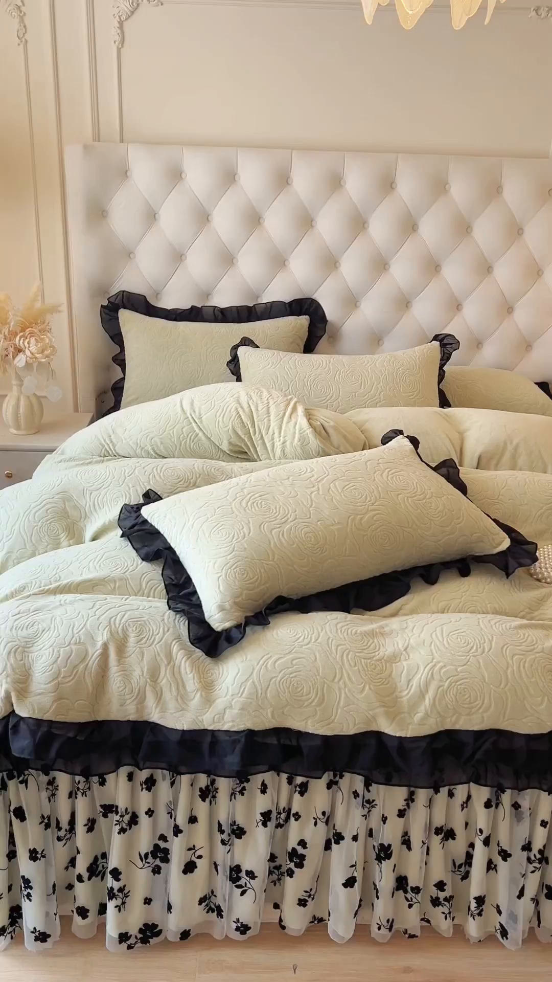 91家纺网 家纺一手货源 找家纺 恋尚 2025新款牛奶绒可妮露系列床裙四件套（控价285起） 可妮露-香草绿