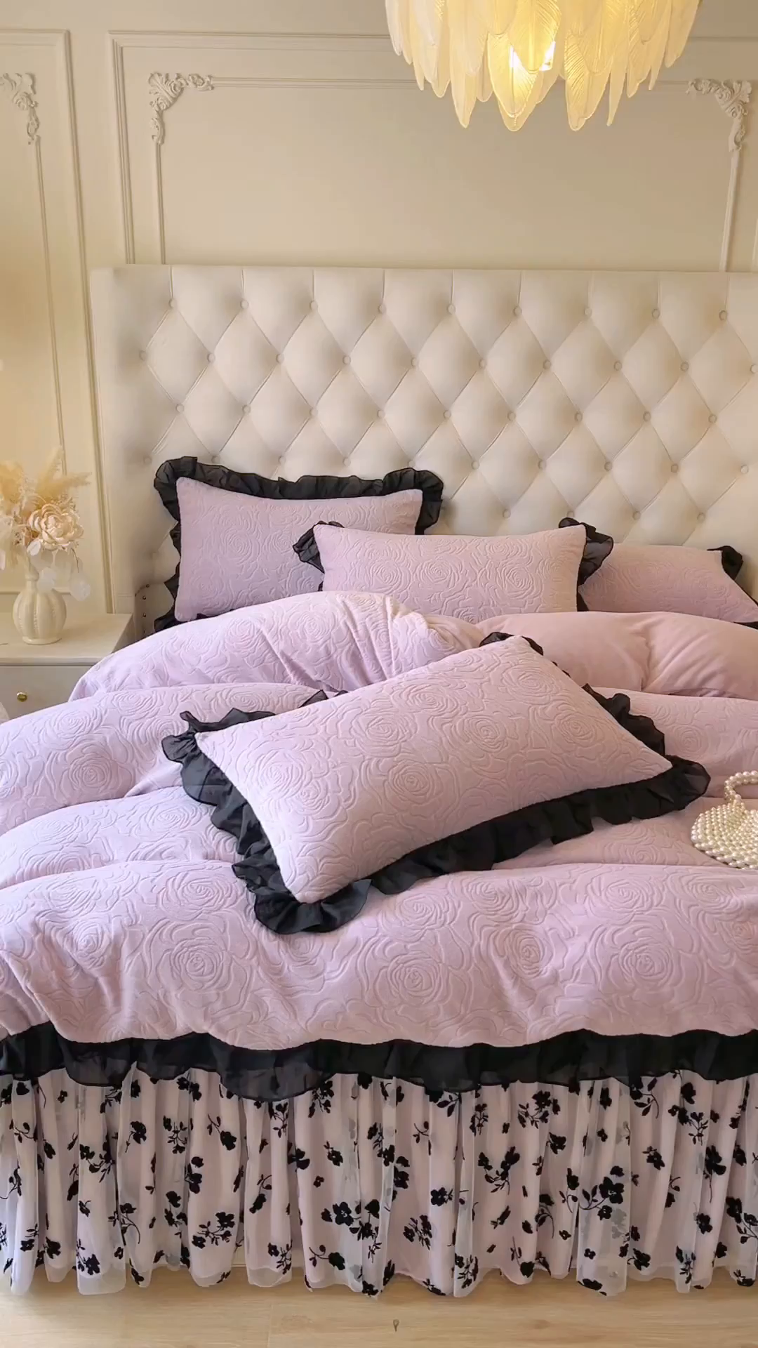 91家纺网 家纺一手货源 找家纺 恋尚 2025新款牛奶绒可妮露系列床裙四件套（控价285起） 可妮露-香芋紫