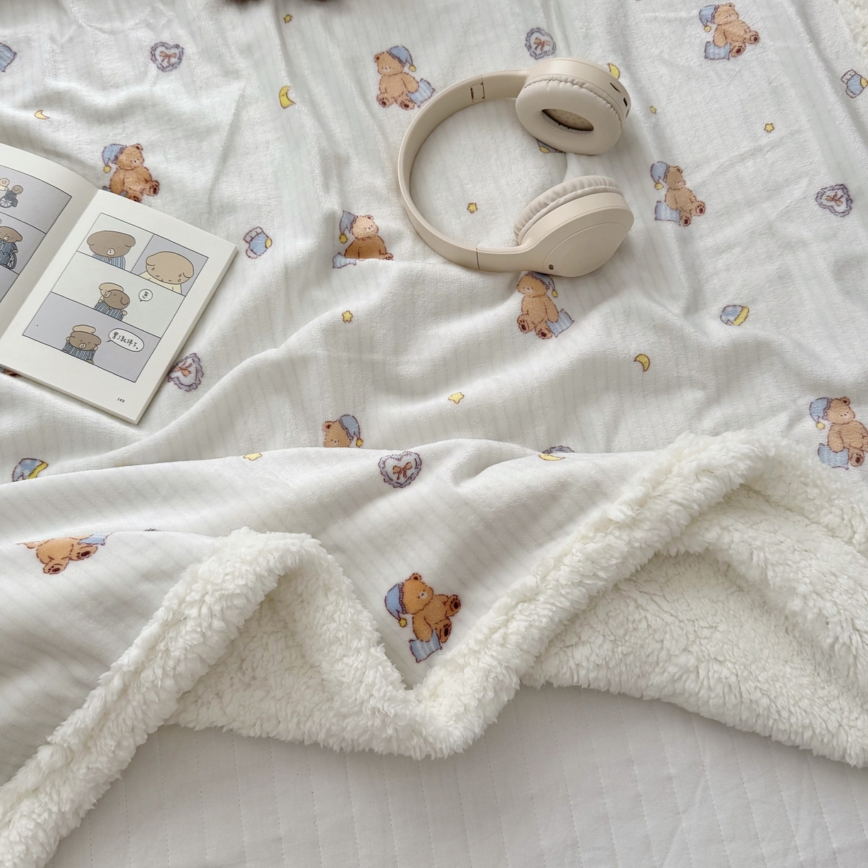 91家纺网 家纺一手货源 找家纺 寐居家纺 2025新款牛奶绒卡通毛毯系列 晚安熊