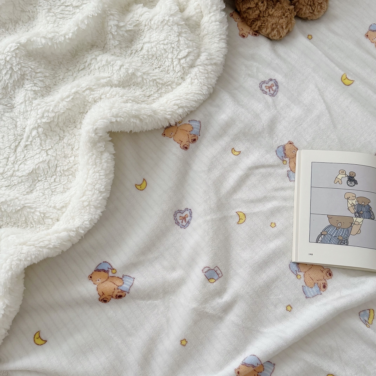 91家纺网 家纺一手货源 找家纺 寐居家纺 2025新款牛奶绒卡通毛毯系列 晚安熊