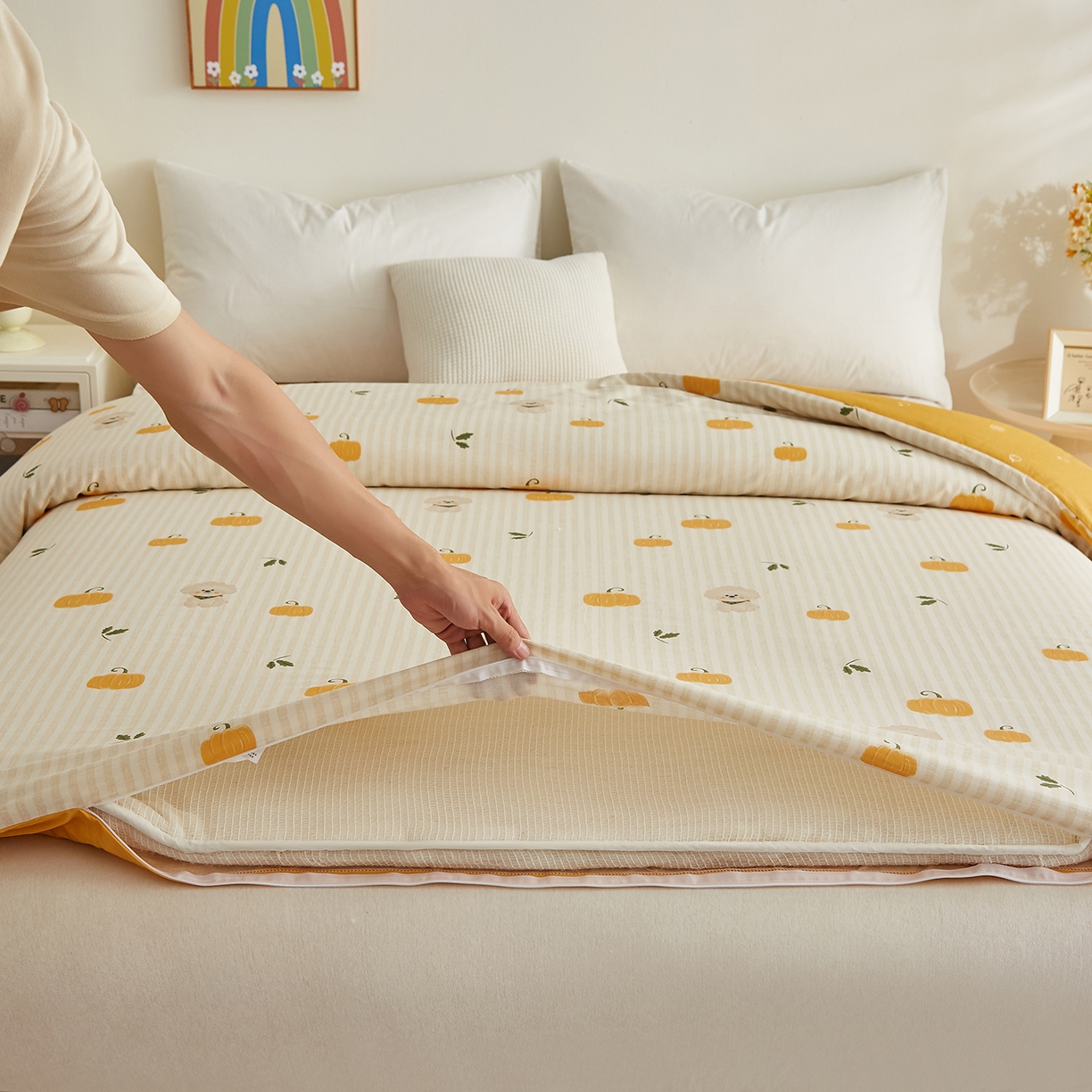 91家纺网 家纺一手货源 找家纺 样样红被业 2025新款A类全棉柔暖纯棉可拆卸棉花被被子被芯 南瓜小狗