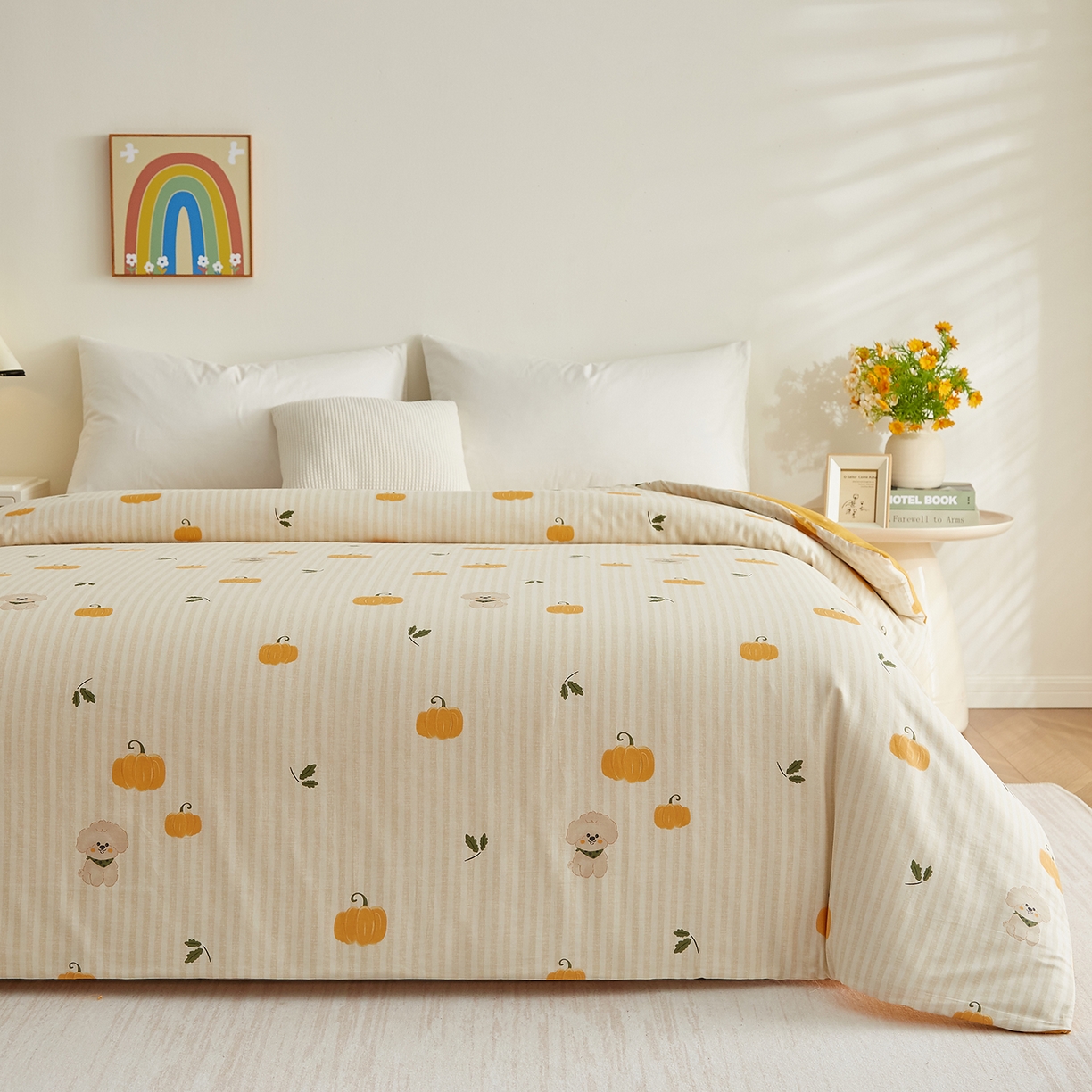 91家纺网 家纺一手货源 找家纺 样样红被业 2025新款A类全棉柔暖纯棉可拆卸棉花被被子被芯 南瓜小狗