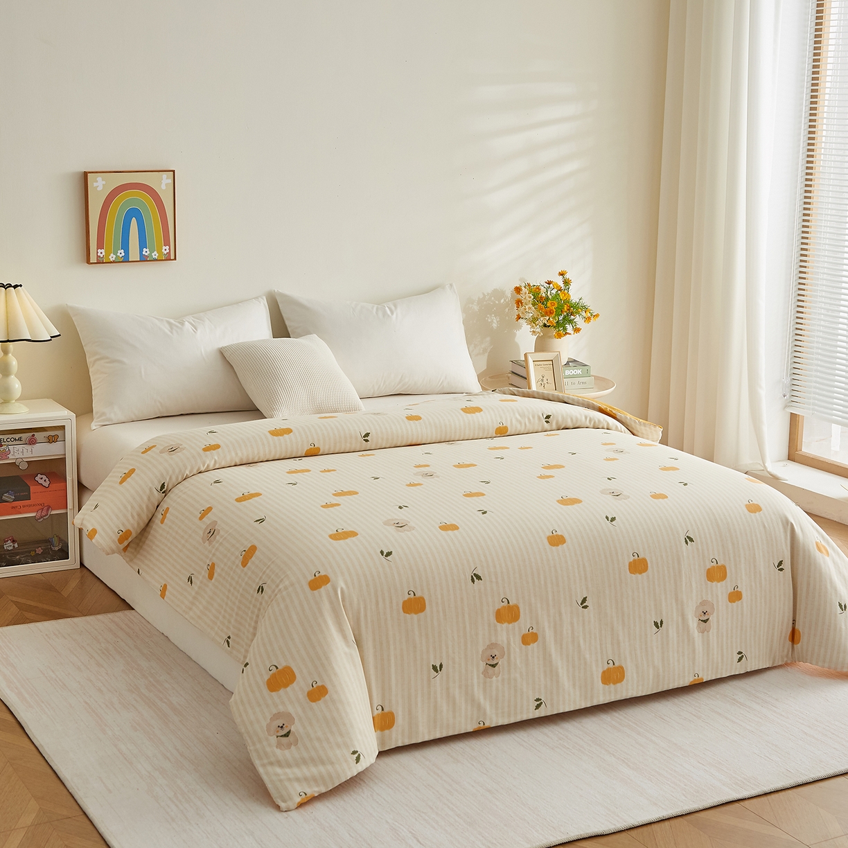 91家纺网 家纺一手货源 找家纺 样样红被业 2025新款A类全棉柔暖纯棉可拆卸棉花被被子被芯 南瓜小狗