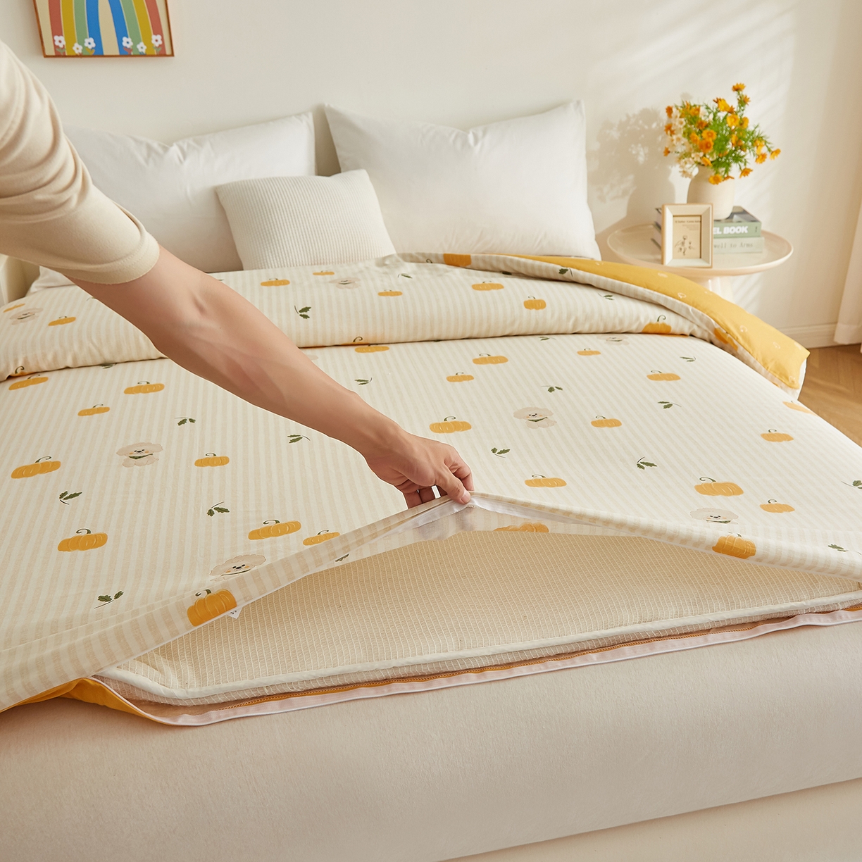 91家纺网 家纺一手货源 找家纺 样样红被业 2025新款A类全棉柔暖纯棉可拆卸棉花被被子被芯 南瓜小狗