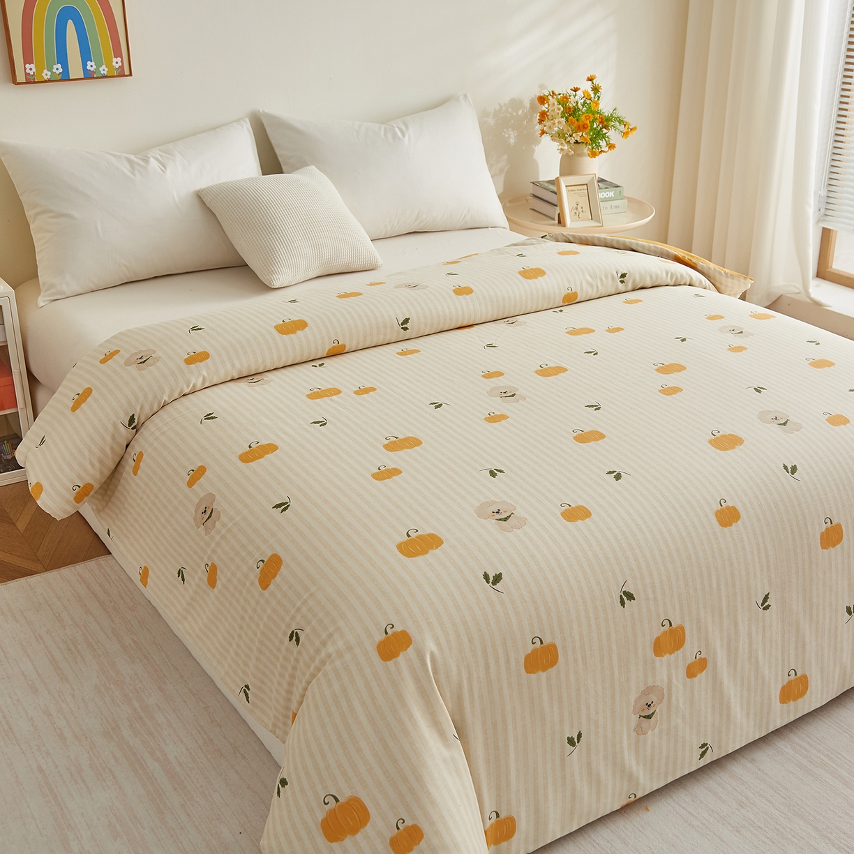 91家纺网 家纺一手货源 找家纺 样样红被业 2025新款A类全棉柔暖纯棉可拆卸棉花被被子被芯 南瓜小狗