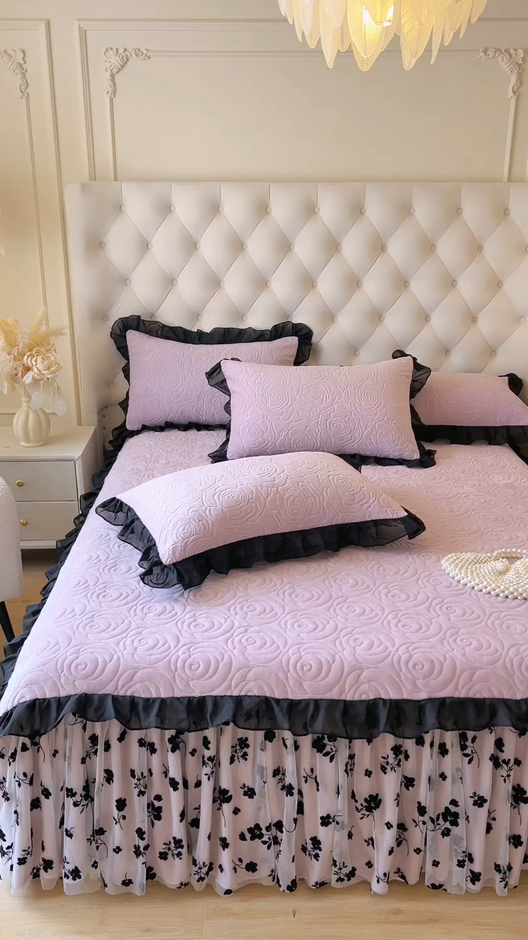 91家纺网 家纺一手货源 找家纺 恋尚 2025新款牛奶绒可妮露系列单品床裙三件套（控价150起） 可妮露-香芋紫