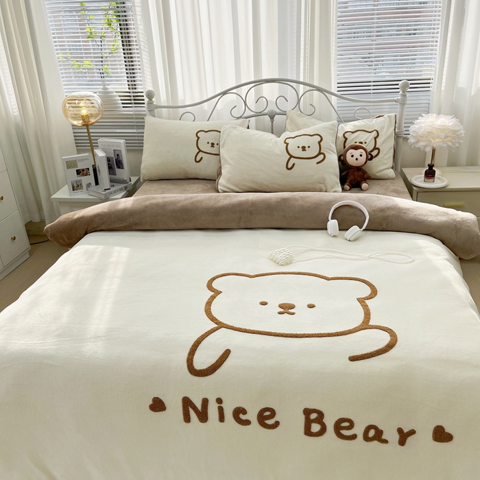 91家纺网 家纺一手货源 找家纺 （总）鑫利来家纺 2025新款牛奶绒毛巾绣四件套