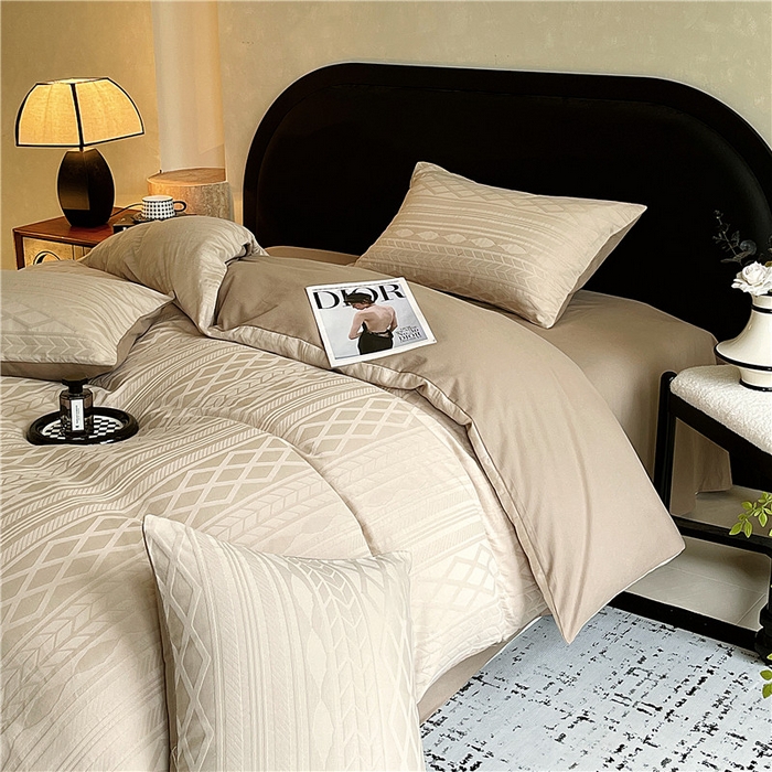 （总）琪格格纺织 2025新款60s全棉纯棉轻奢高级感立体浮雕提花加厚磨毛四件套