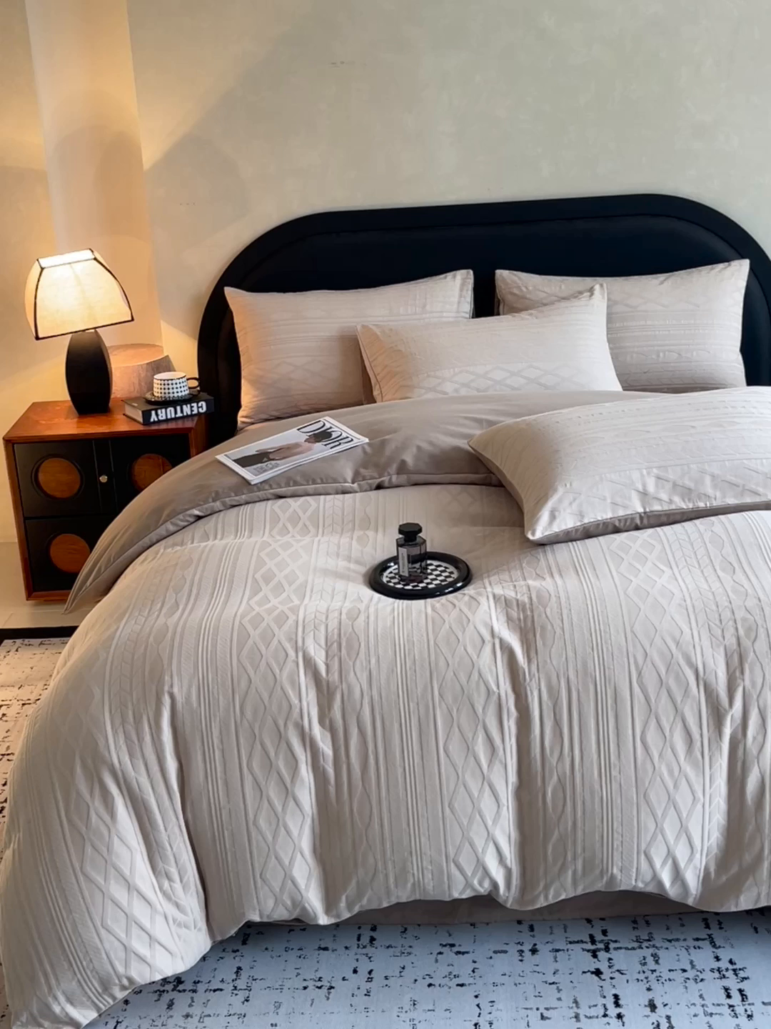 91家纺网 家纺一手货源 找家纺 （总）琪格格纺织 2025新款60s全棉纯棉轻奢高级感立体浮雕提花加厚磨毛四件套