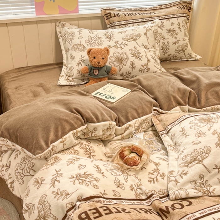 91家纺网 家纺一手货源 找家纺 （总）慕尚家纺 2025新款田园花卉类印花牛奶绒高克重单被套