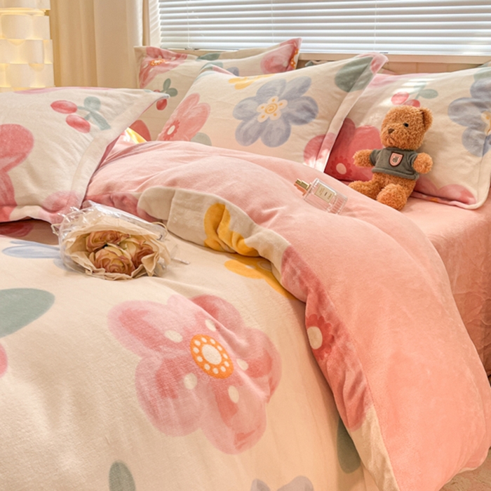 91家纺网 家纺一手货源 找家纺 （总）慕尚家纺 2025新款田园花卉类印花牛奶绒高克重单被套