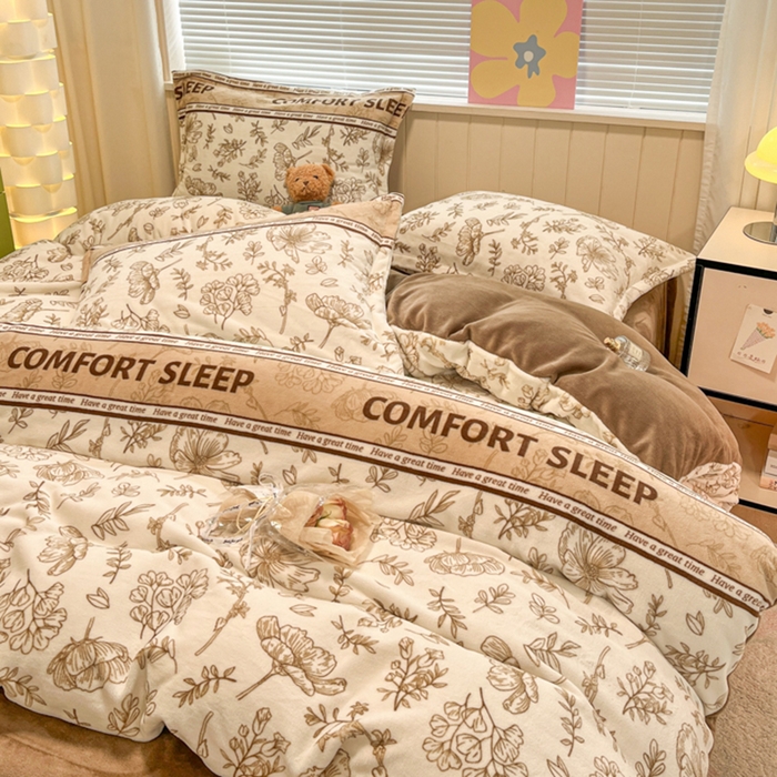 91家纺网 家纺一手货源 找家纺 （总）慕尚家纺 2025新款田园花卉类印花牛奶绒高克重单被套