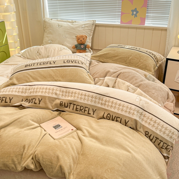 91家纺网 家纺一手货源 找家纺 慕尚家纺 2025新款田园花卉类印花牛奶绒高克重单被套 梦蝶