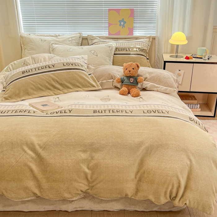 91家纺网 家纺一手货源 找家纺 慕尚家纺 2025新款田园花卉类印花牛奶绒高克重单被套 梦蝶