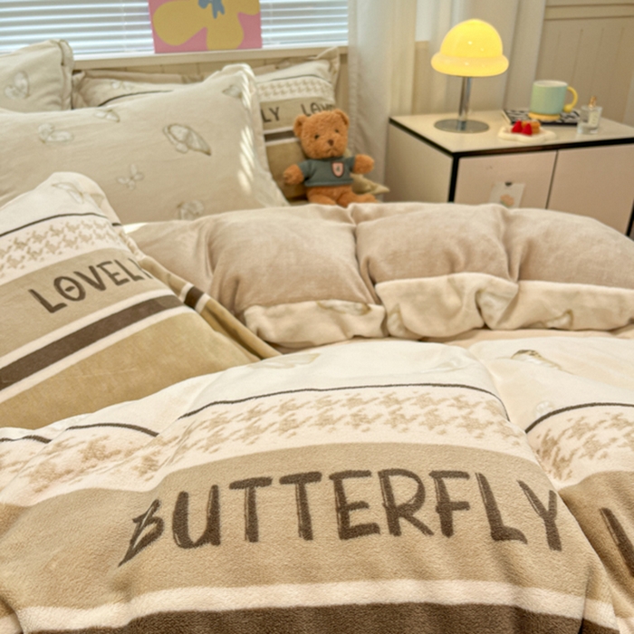 91家纺网 家纺一手货源 找家纺 慕尚家纺 2025新款田园花卉类印花牛奶绒高克重单被套 梦蝶