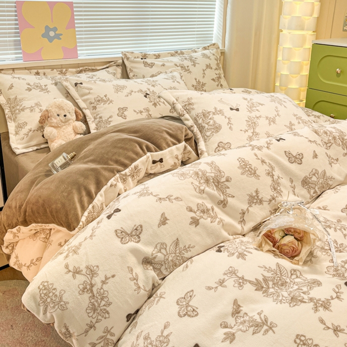 91家纺网 家纺一手货源 找家纺 慕尚家纺 2025新款田园花卉类印花牛奶绒高克重单被套 丽娜