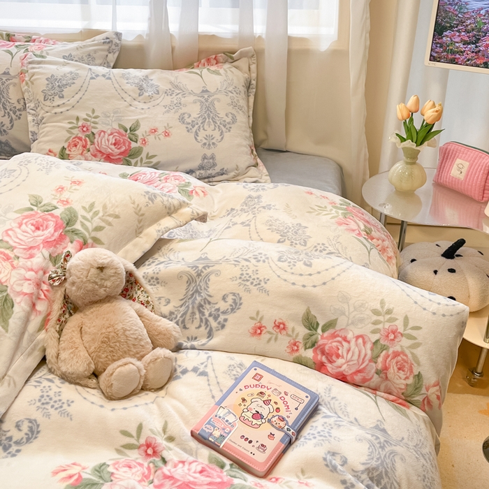 91家纺网 家纺一手货源 找家纺 慕尚家纺 2025新款田园花卉类印花牛奶绒高克重单被套 画意