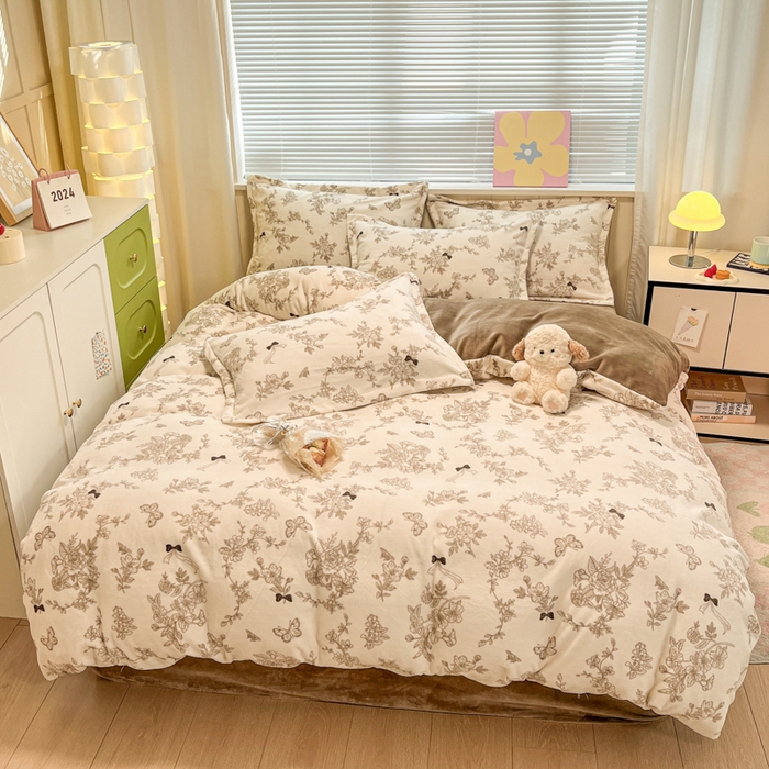 91家纺网 家纺一手货源 找家纺 慕尚家纺 2025新款田园花卉类印花牛奶绒高克重单被套 丽娜
