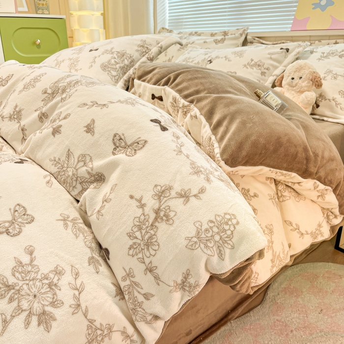 91家纺网 家纺一手货源 找家纺 慕尚家纺 2025新款田园花卉类印花牛奶绒高克重单被套 丽娜