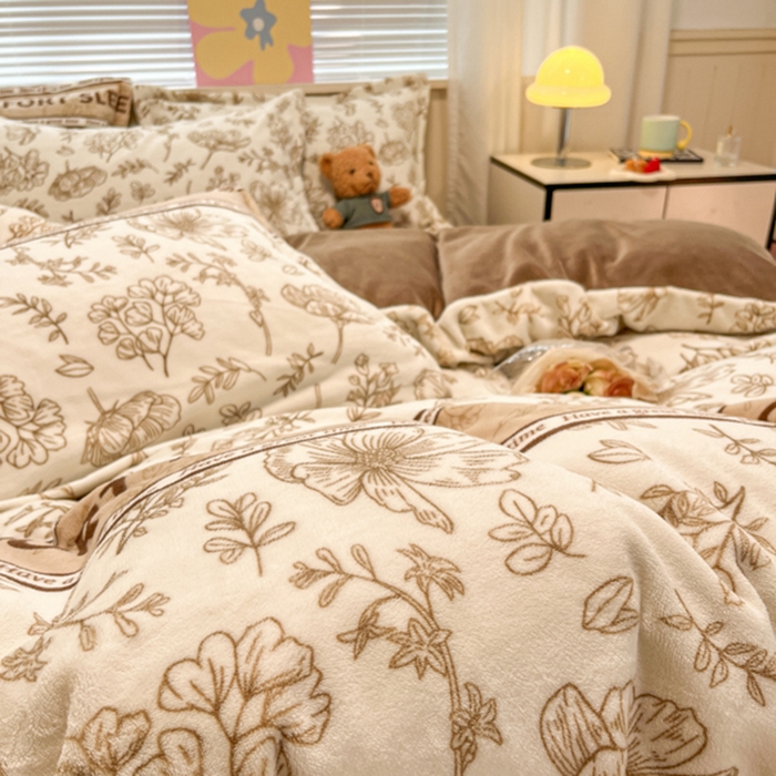 91家纺网 家纺一手货源 找家纺 慕尚家纺 2025新款田园花卉类印花牛奶绒高克重单被套 安逸