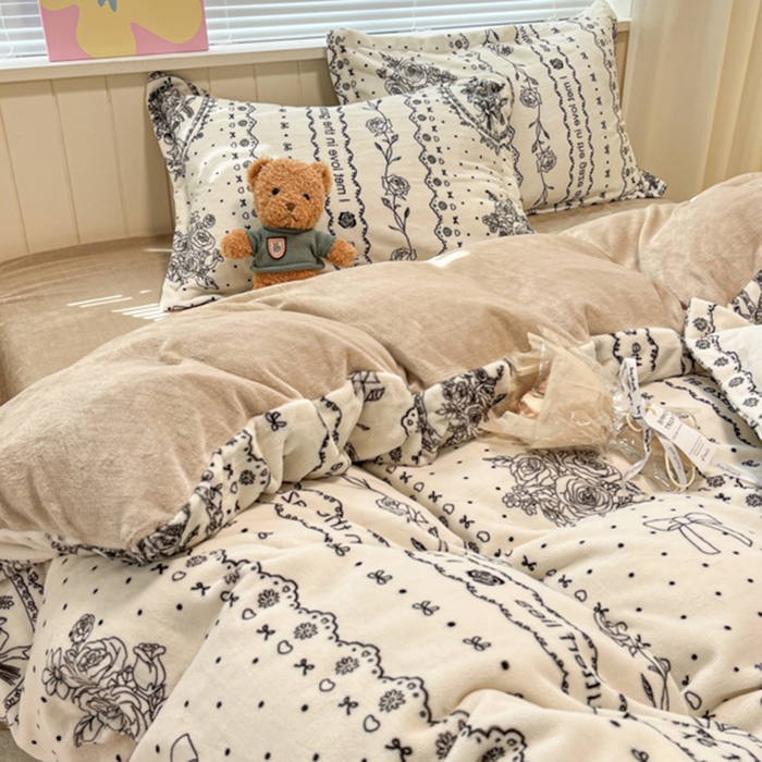 91家纺网 家纺一手货源 找家纺 慕尚家纺 2025新款田园花卉类印花牛奶绒高克重单被套 摩登花园