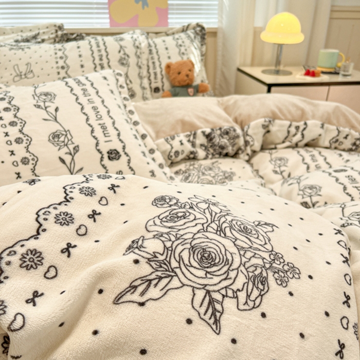 91家纺网 家纺一手货源 找家纺 慕尚家纺 2025新款田园花卉类印花牛奶绒高克重单被套 摩登花园