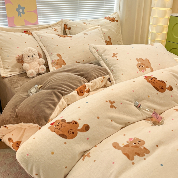 91家纺网 家纺一手货源 找家纺 慕尚家纺 2025新款田园花卉类印花牛奶绒高克重单被套 奇妙猫