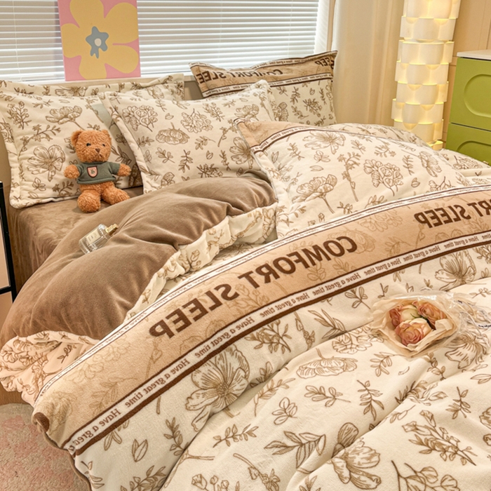 91家纺网 家纺一手货源 找家纺 慕尚家纺 2025新款田园花卉类印花牛奶绒高克重单被套 安逸