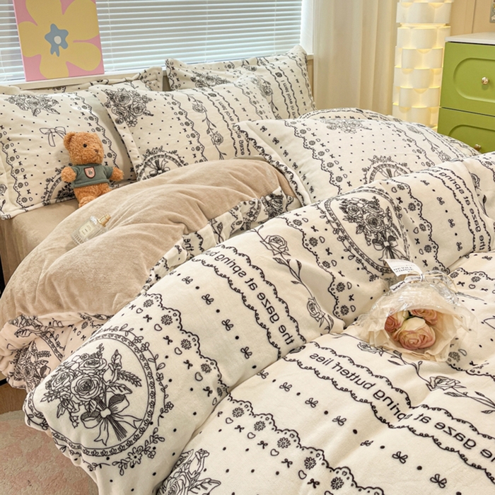 91家纺网 家纺一手货源 找家纺 慕尚家纺 2025新款田园花卉类印花牛奶绒高克重单被套 摩登花园