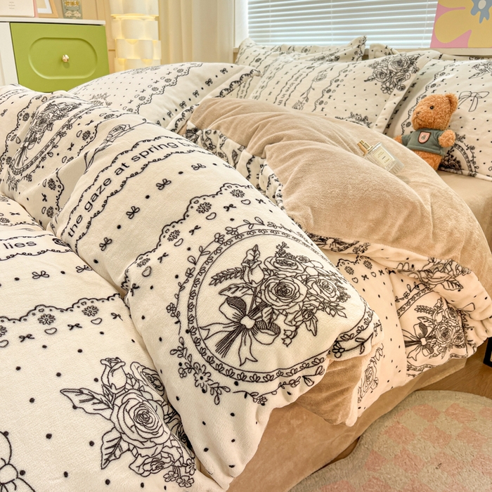 91家纺网 家纺一手货源 找家纺 慕尚家纺 2025新款田园花卉类印花牛奶绒高克重单被套 摩登花园