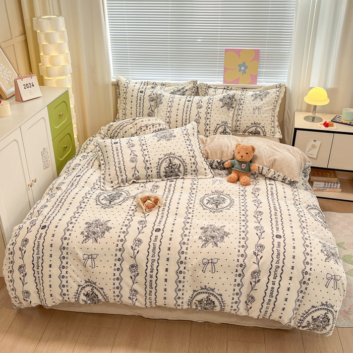 91家纺网 家纺一手货源 找家纺 慕尚家纺 2025新款田园花卉类印花牛奶绒高克重单被套 摩登花园