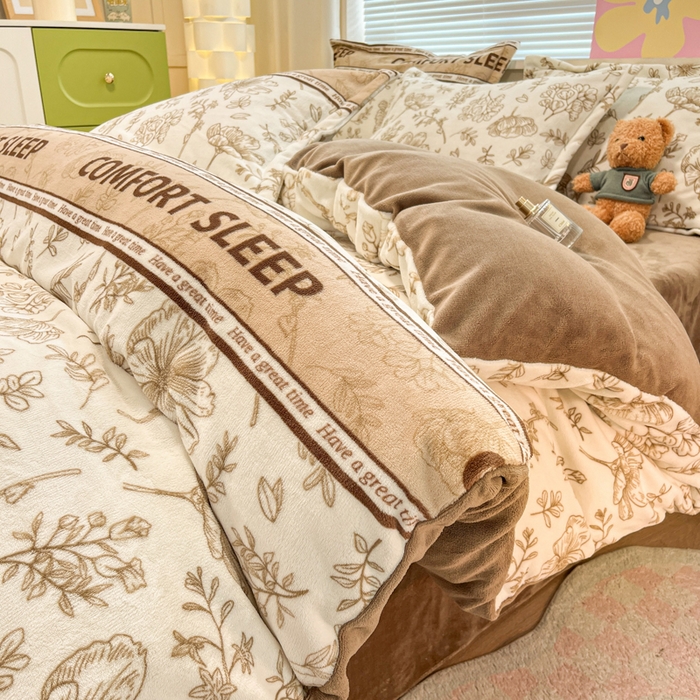 91家纺网 家纺一手货源 找家纺 （总）慕尚家纺 2025新款田园花卉类印花牛奶绒高克重单被套