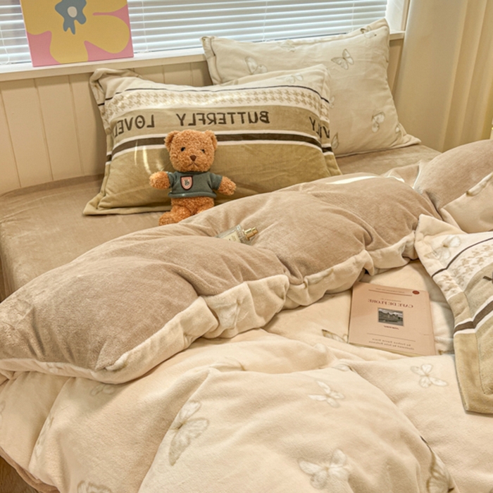 91家纺网 家纺一手货源 找家纺 慕尚家纺 2025新款田园花卉类印花牛奶绒高克重单被套 梦蝶