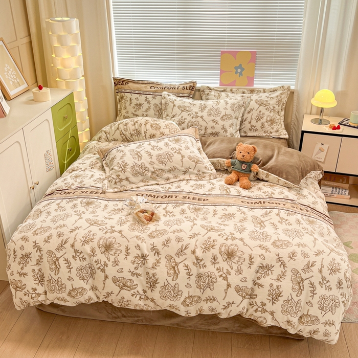 91家纺网 家纺一手货源 找家纺 （总）慕尚家纺 2025新款田园花卉类印花牛奶绒高克重单被套